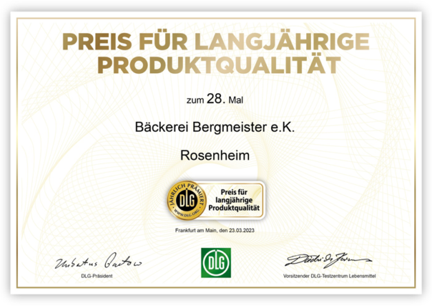 DLG Preis für langjährige Produktqualität