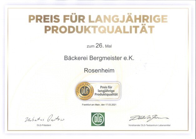 DLG Preis für langjährige Produktqualität