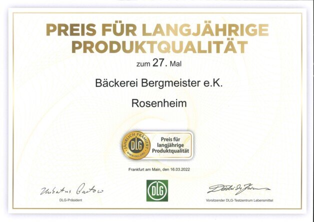 DLG Preis für langjährige Produktqualität