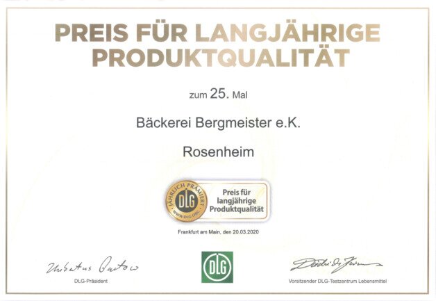 DLG Preis für langjährige Produktqualität